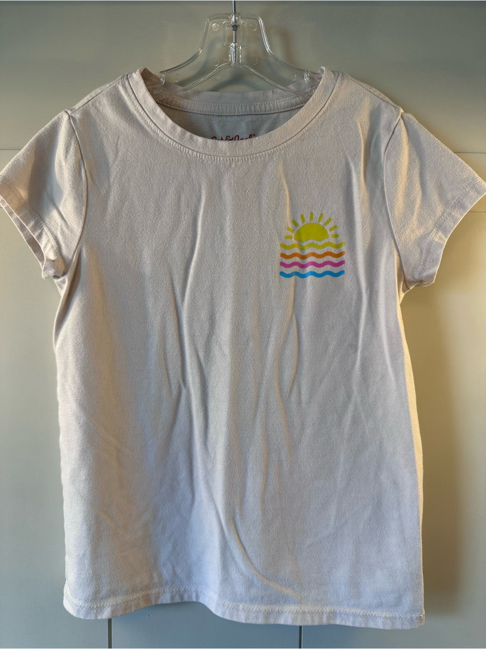 Cat & Jack White Tee with Rainbow Sun Chest Graphic